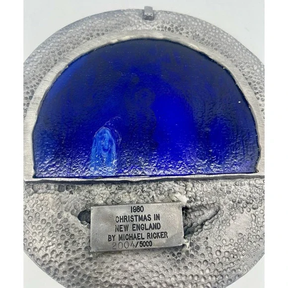 1980 Michael Ricker Christmas in New England Pewter Plaque Limited 2004/5000 - Picture 3 of 4